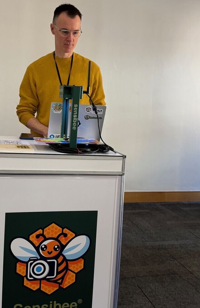 Sensibee team at Innovate UK AgriFood Innovation Showcase 2026 presenting pollinator monitoring technology