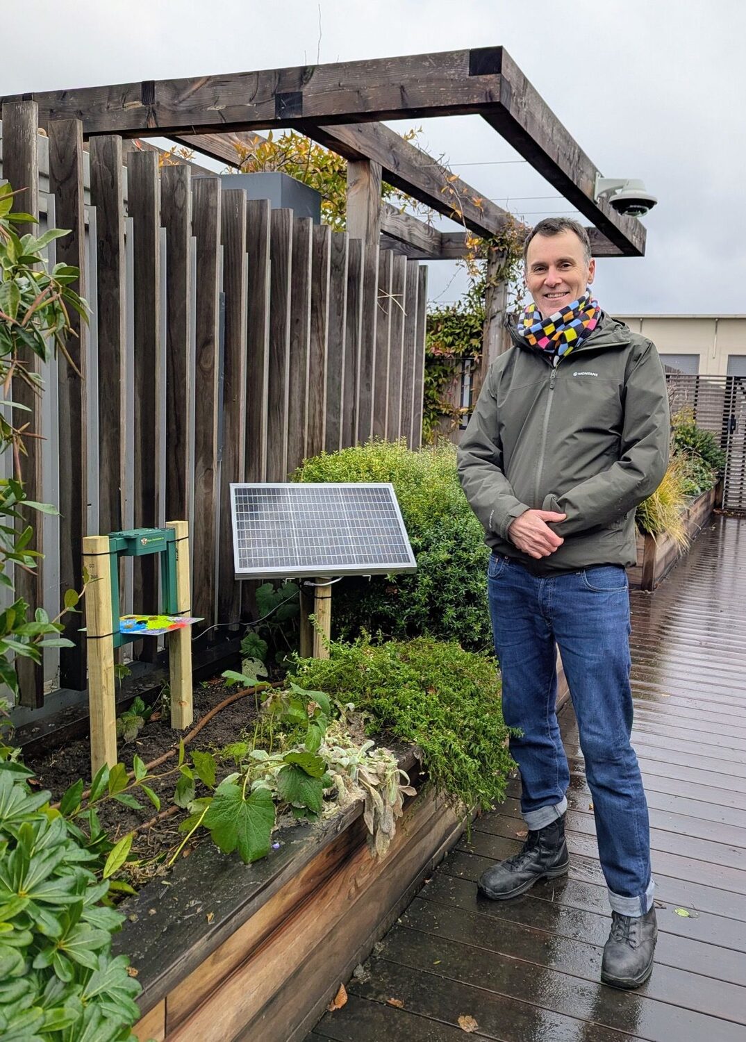 Sensibee team deploying pollinator monitoring system on King’s Cross rooftop garden